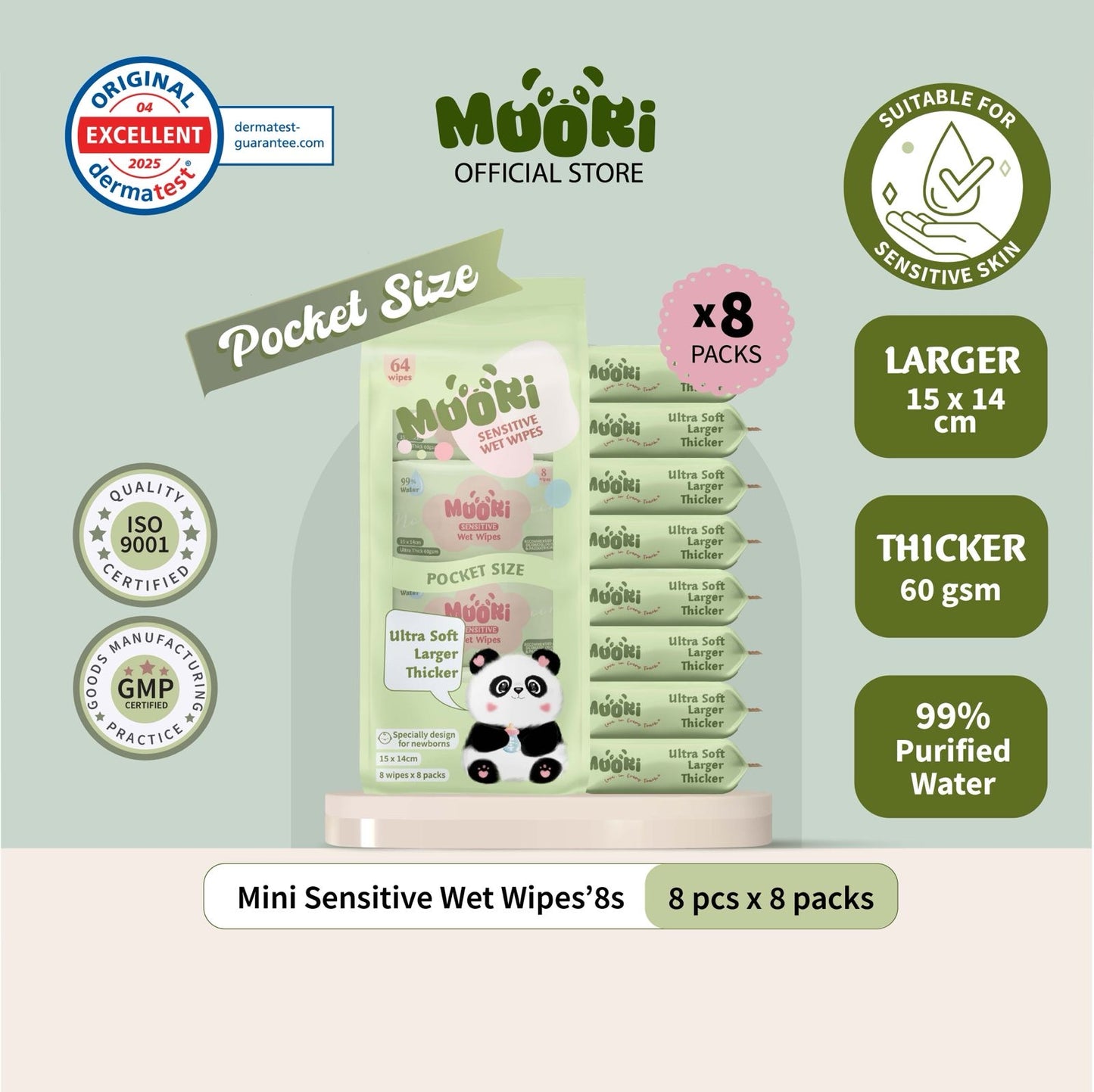 Mini Sensitive Wet Wipes (8’s x 8)