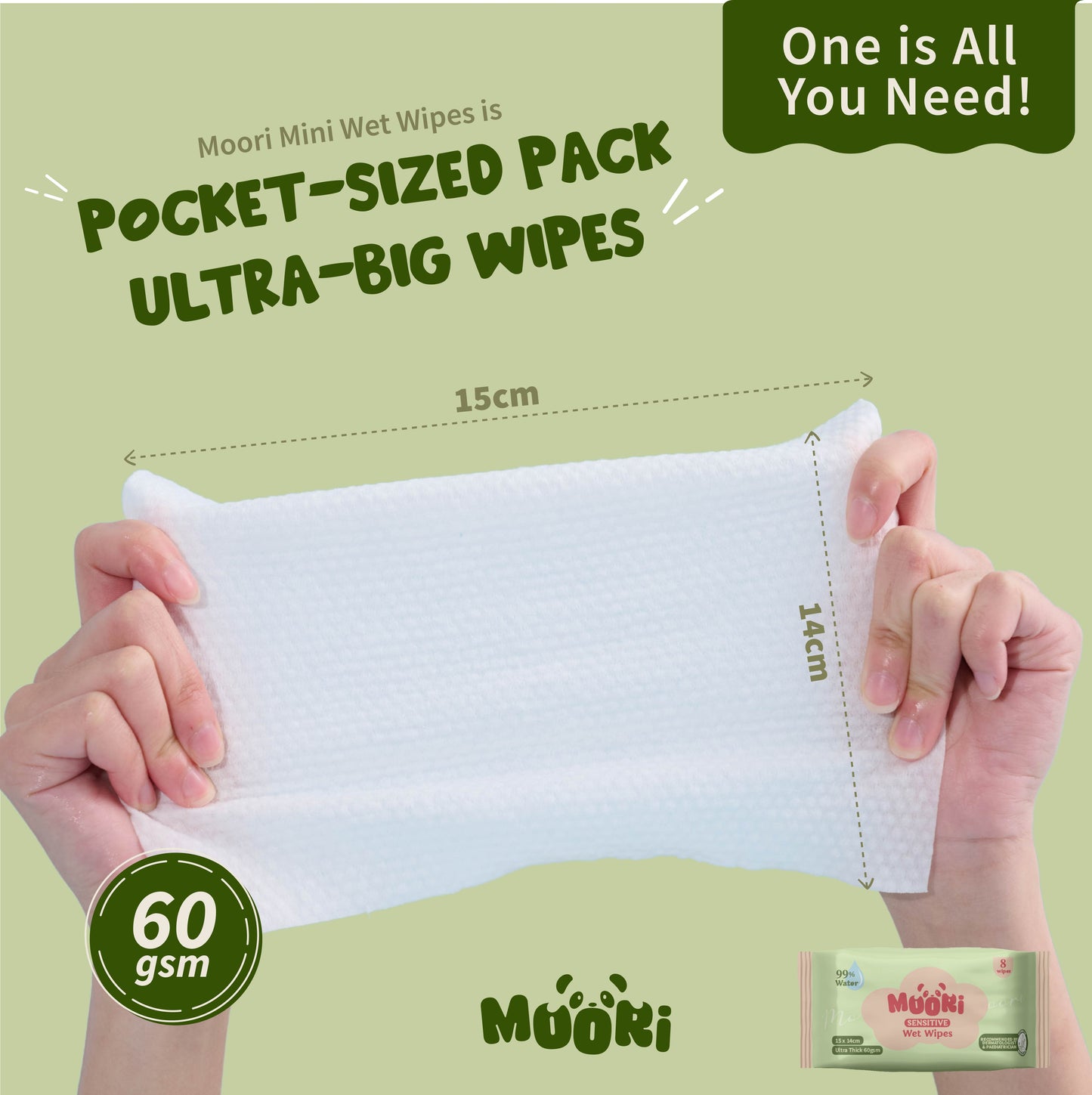 Mini Sensitive Wet Wipes (8’s x 8)