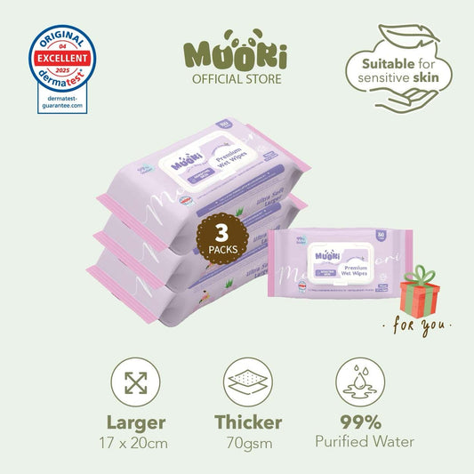 [BUY 3 FREE 1] Upgraded Formula Premium Sensitive Wipes 80's x 3