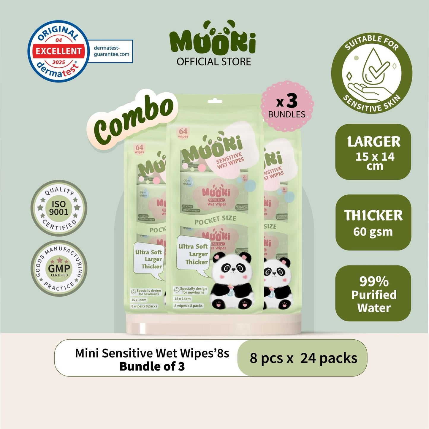 [COMBO] Mini Sensitive Wet Wipes (8’s x 24)