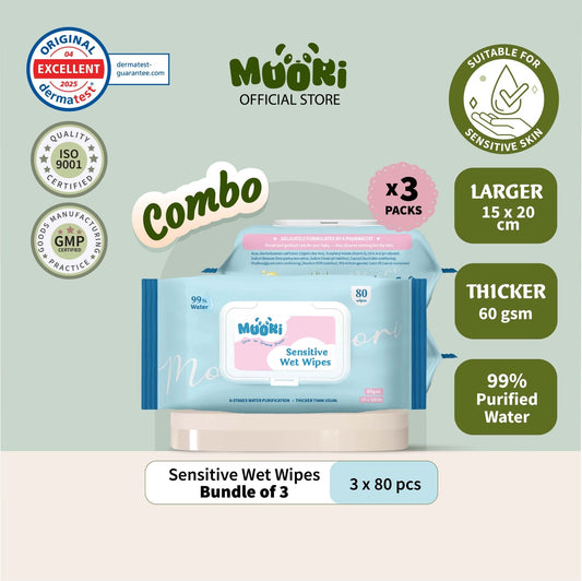 [COMBO] Sensitive Wet Wipes (80’s x 3)