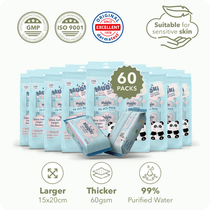 [CARTON SIZE] 20pcs Sensitive Wipes (20's x 60)
