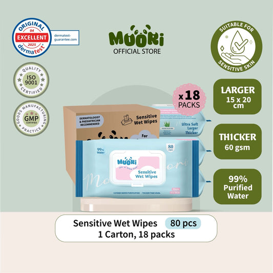[CARTON SIZE] Sensitive Wet Wipes (80’s x 18)