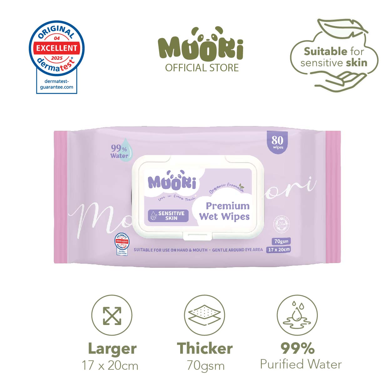 Upgraded Premium Sensitive Wet Wipes - Organic Formula (80’s)